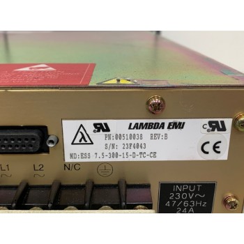 Lambda EMI 00510038 ESS 7.5-300-15-D-TC-CE Power Supply